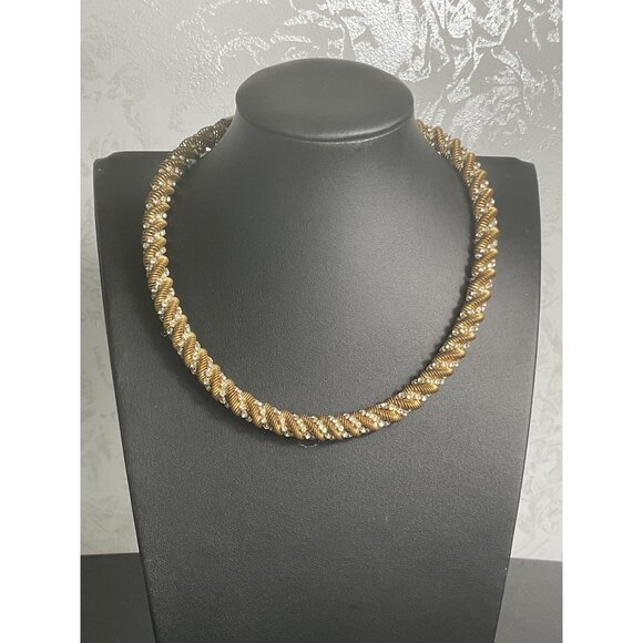 Gold & Silver Twist Rope Necklace With Chain Extender - Picture 1 of 4